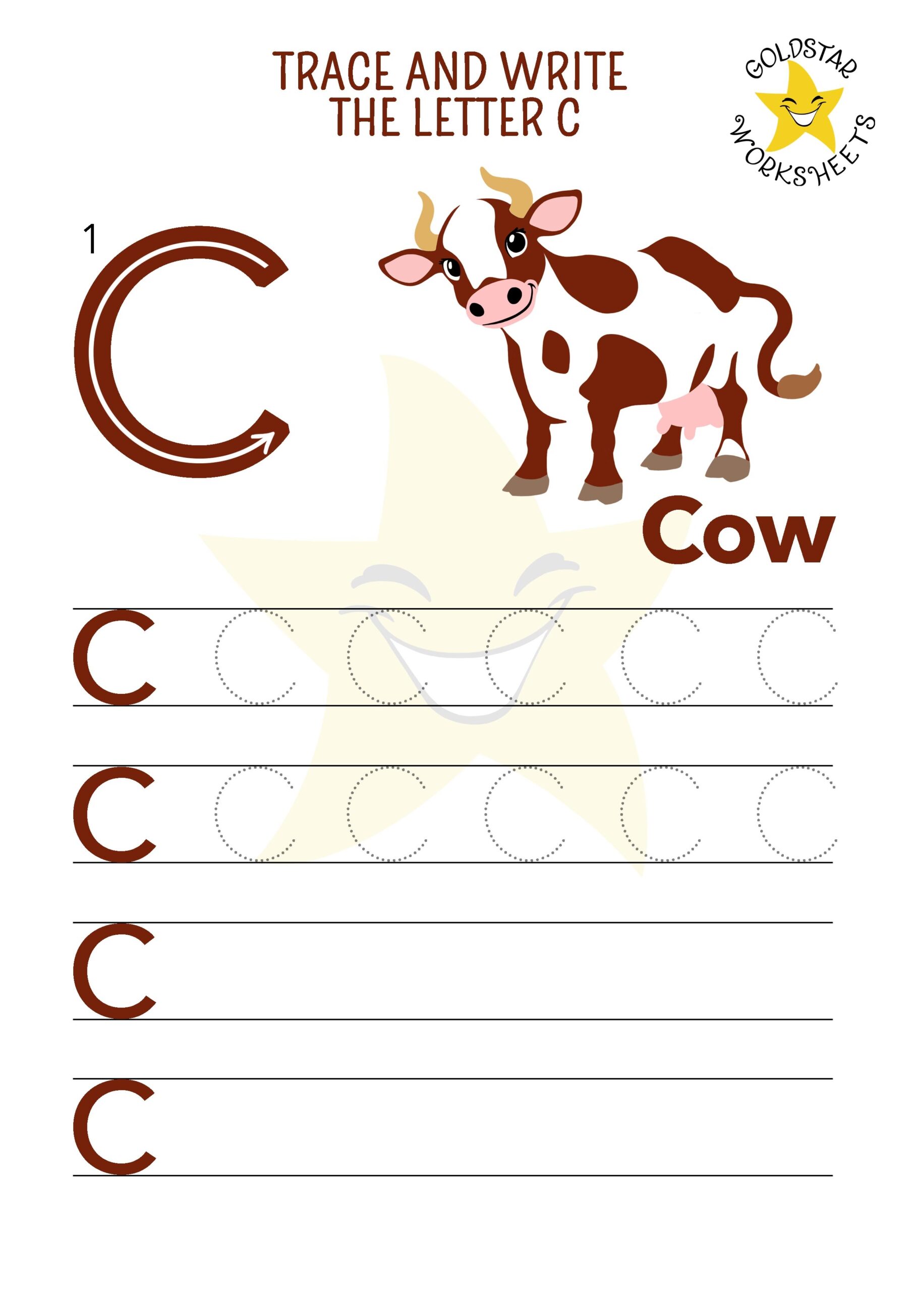 Free Letter C Tracing Sheets Cute Cat Cow U0026 Car Designs Kids Love 