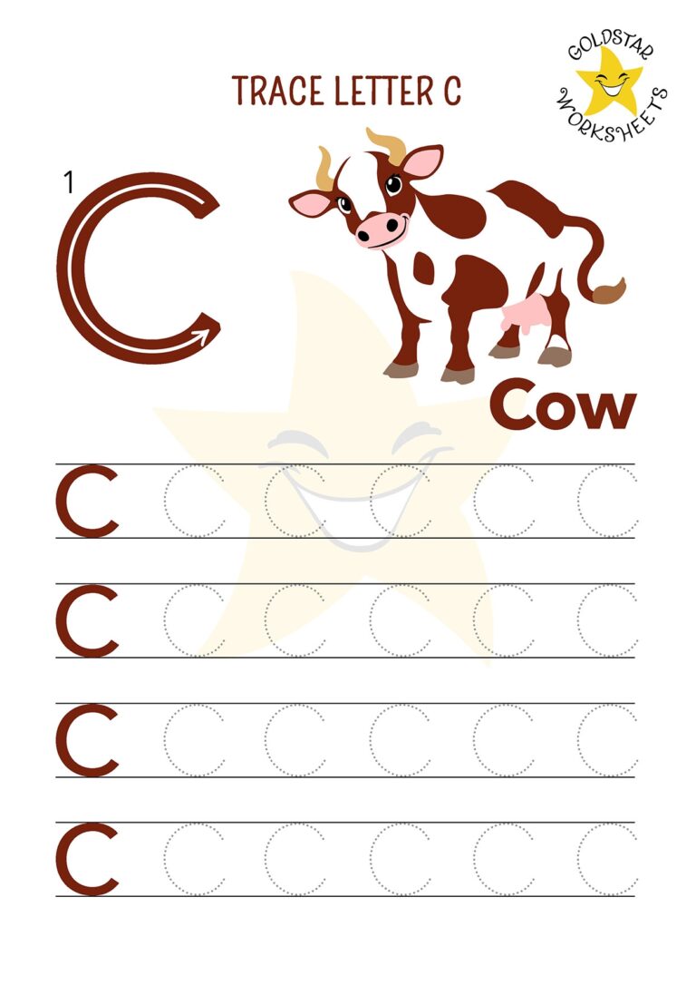 Free Letter C Tracing Sheets Cute Cat Cow U0026 Car Designs Kids Love 
