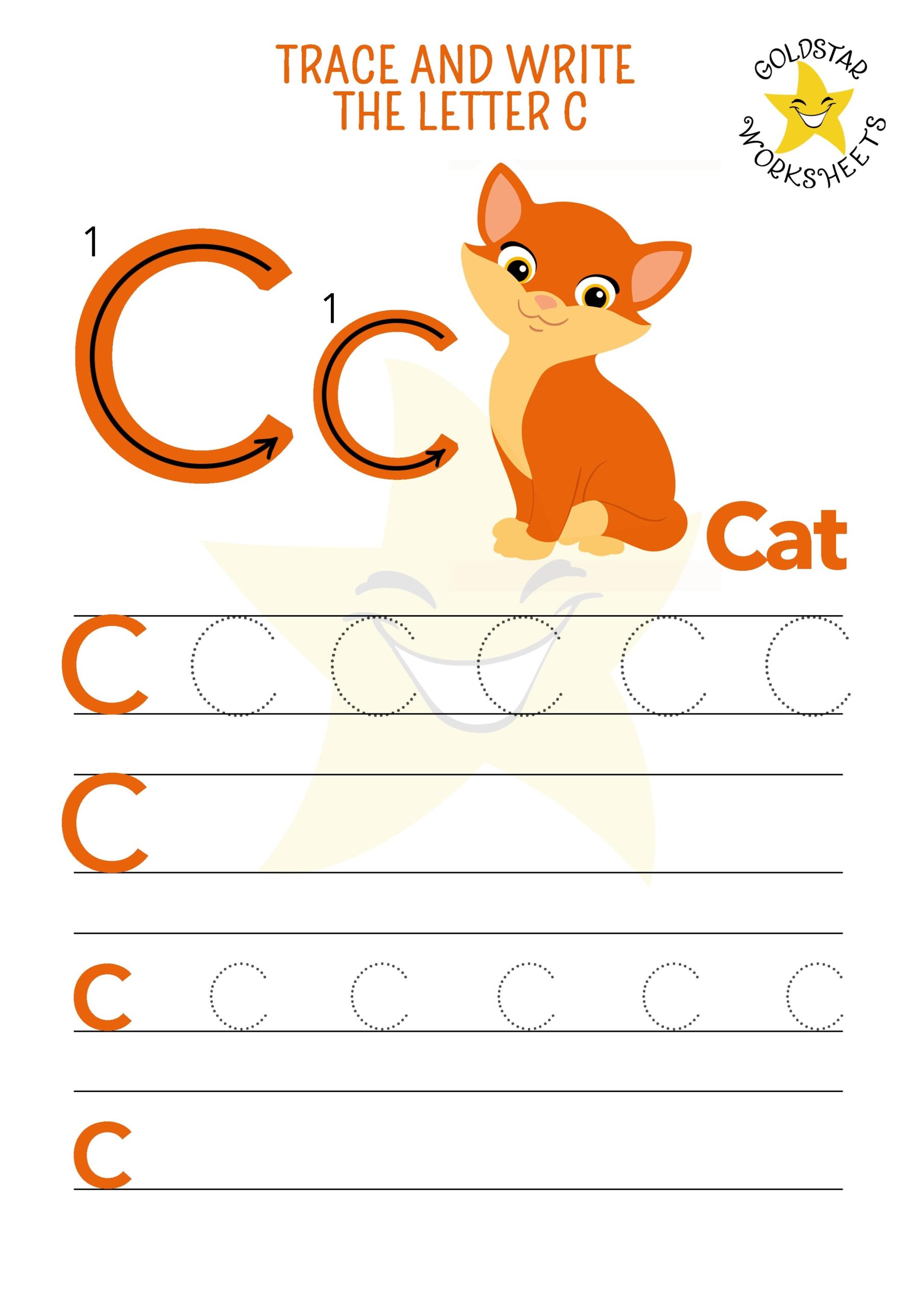 Free Letter C Tracing Sheets Cute Cat Cow U0026 Car Designs Kids Love 