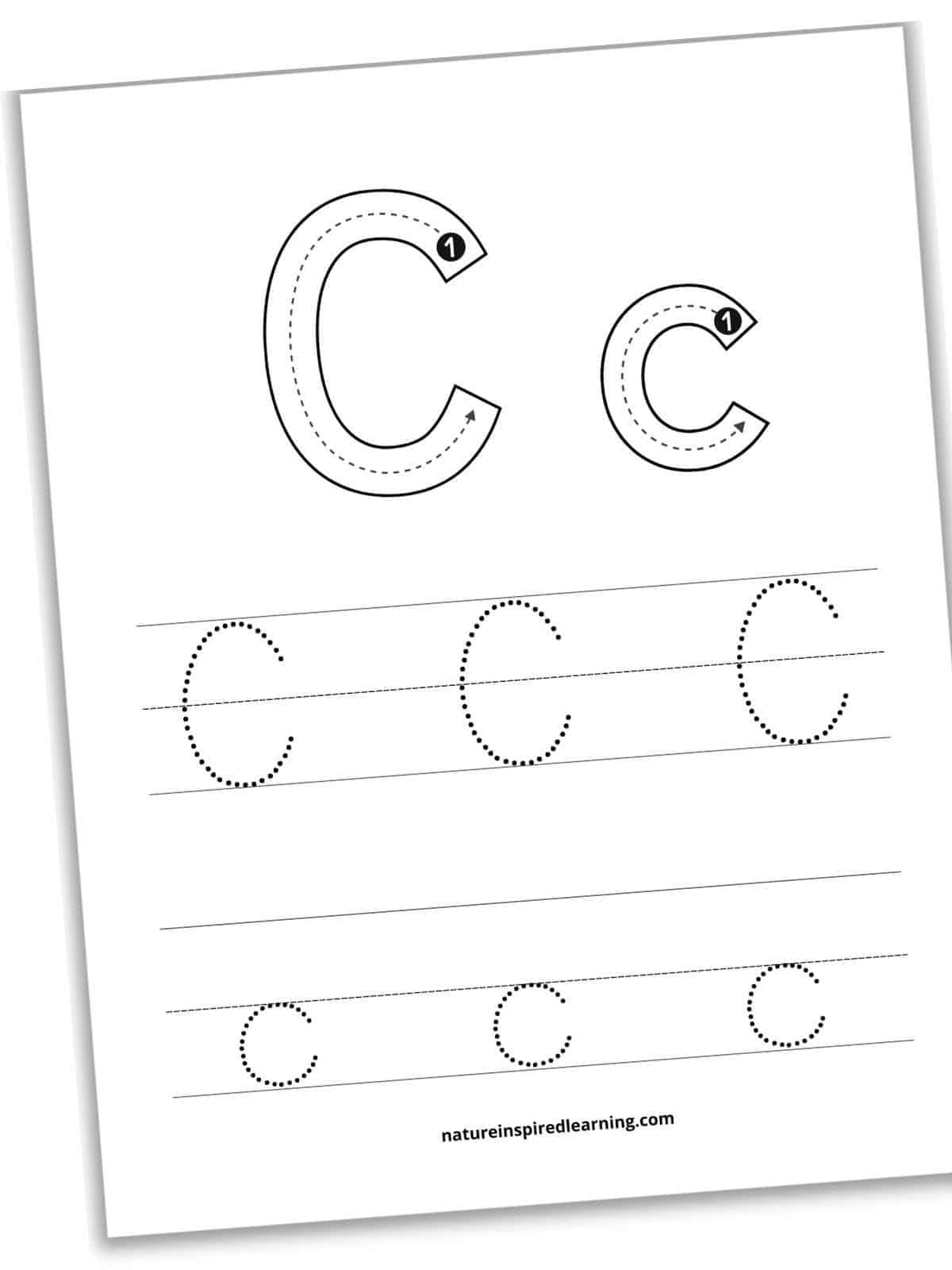 Free Letter C Tracing Worksheets Nature Inspired Learning