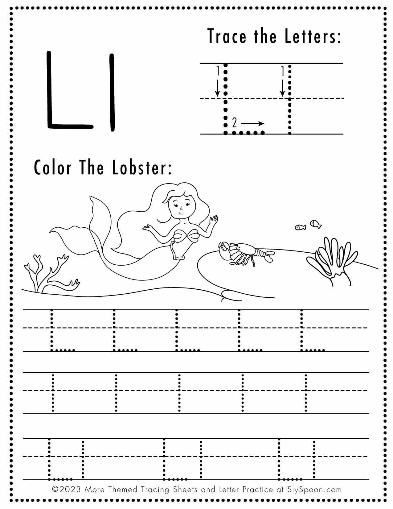 Free Letter L Tracing Worksheet Printable Mermaid Themed Sly Spoon Free Letter L Tracing Worksheet Printable Mermaid Themed Sly Spoon