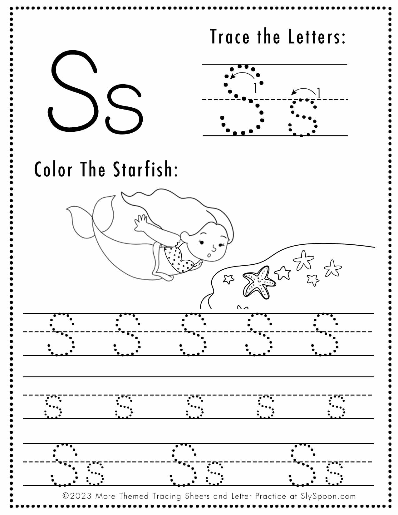 Free Letter S Tracing Worksheet Printable Mermaid Themed Sly Spoon Free Letter S Tracing Worksheet Printable Mermaid Themed Sly Spoon