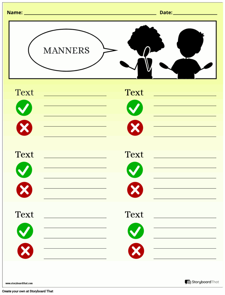 Free Manners Worksheets Editable Templates U0026 Examples