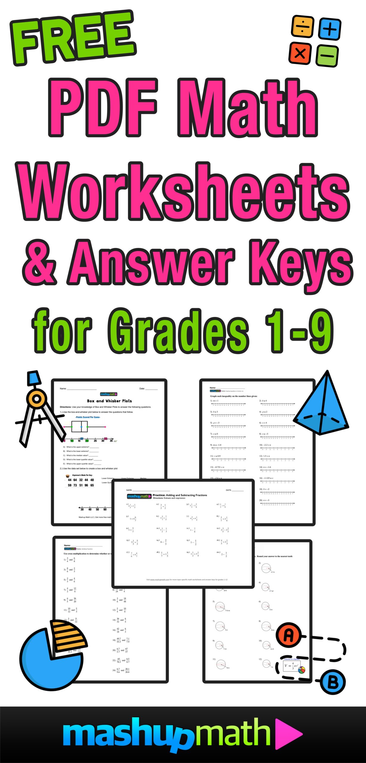 Free Math Worksheets Printable By Grade Answers Included 