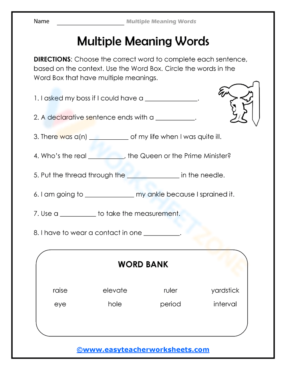 Free Multiple Meaning Words Worksheets For Teaching Worksheets 