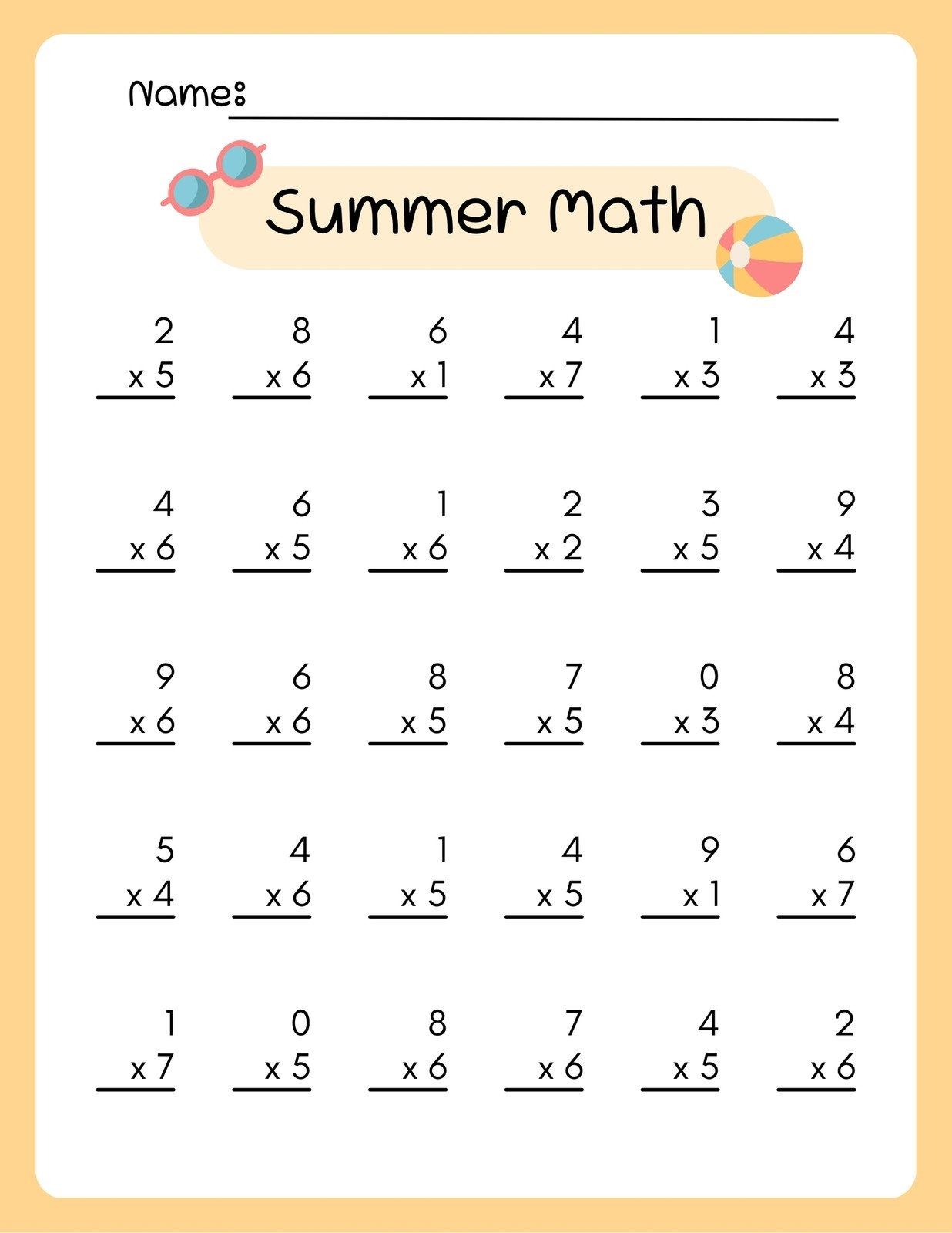 Free Multiplication Worksheet Templates To Use And Print Canva