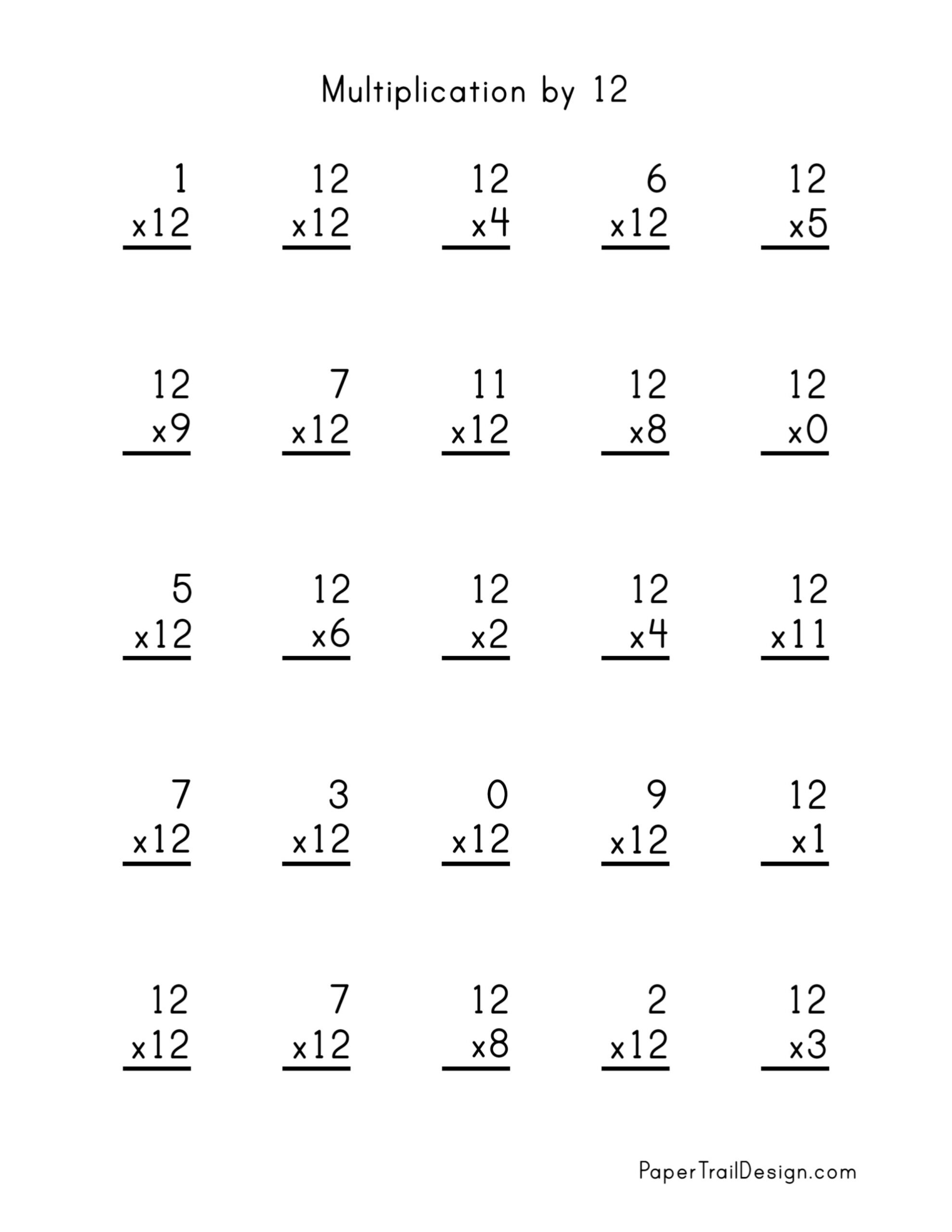 Free Multiplication Worksheets 1 12 Paper Trail Design Worksheets Library