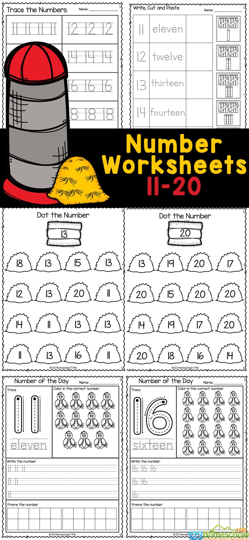 FREE Number Worksheets 11 20 123 Homeschool 4 Me