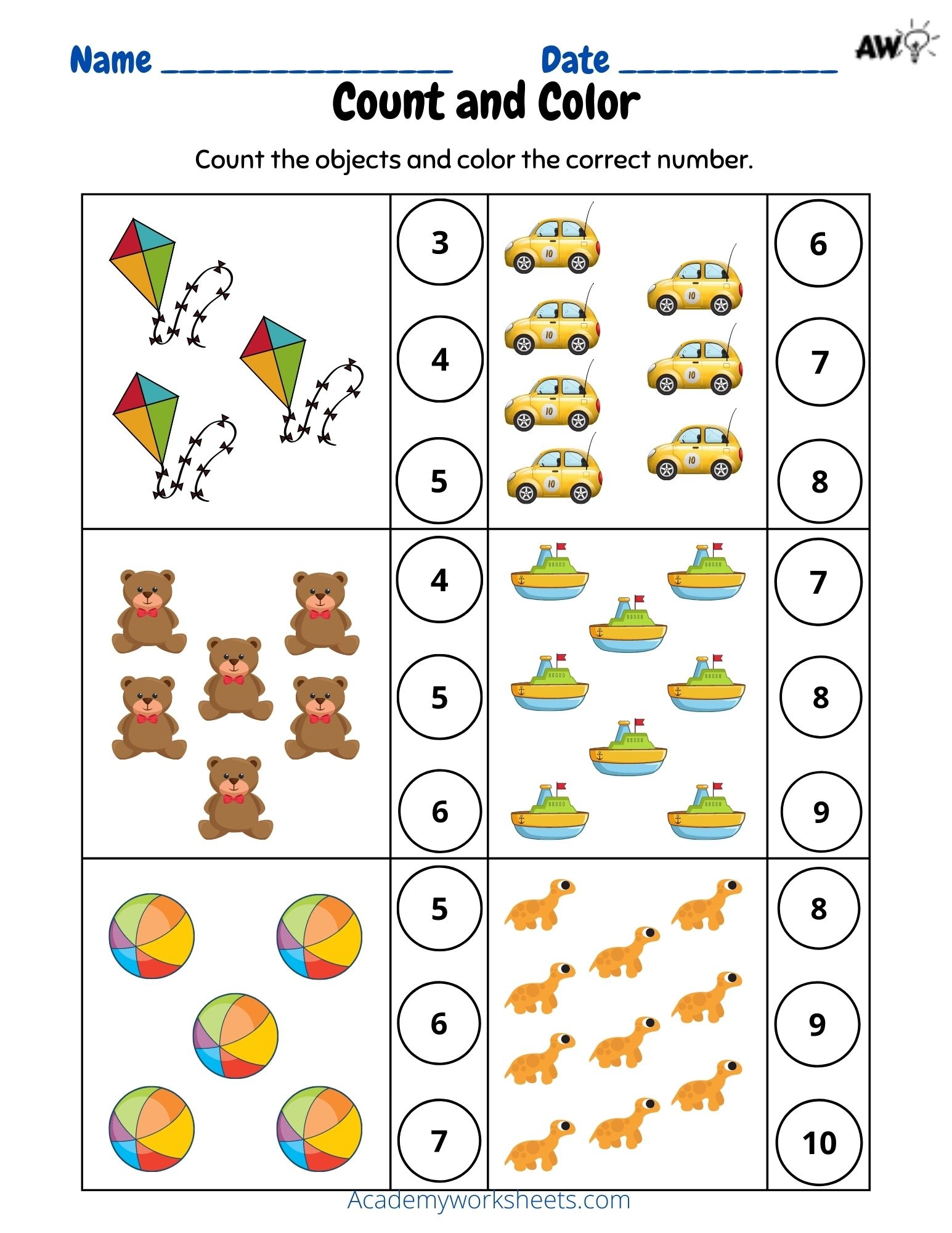 Free Printable Counting To 10 Worksheets