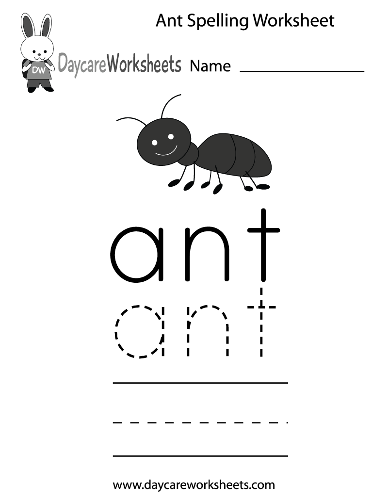 Free Preschool Ant Spelling Worksheet Worksheets Library