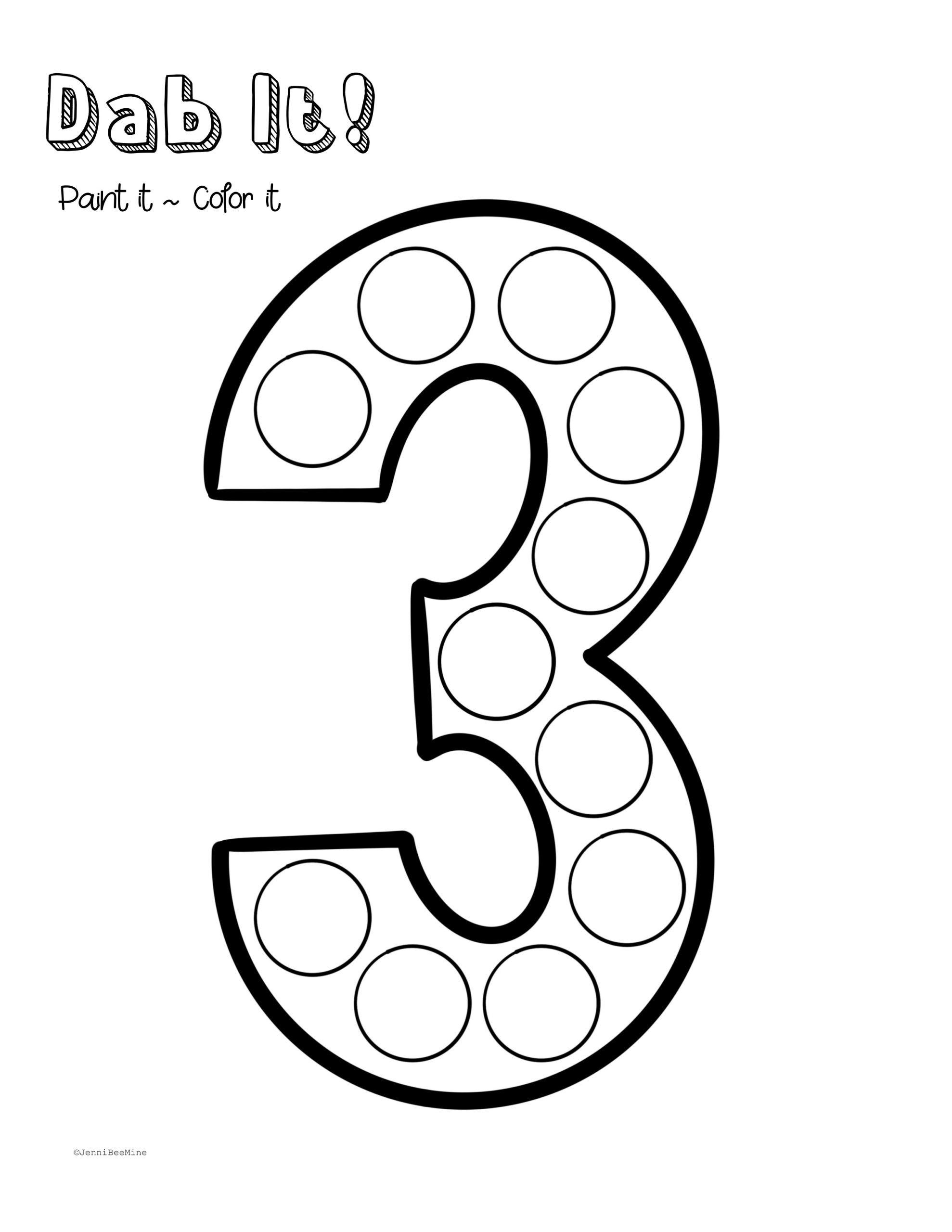 Free Preschool Printables Number 3 Jennibeemine Free Preschool Printables Number 3 Jennibeemine
