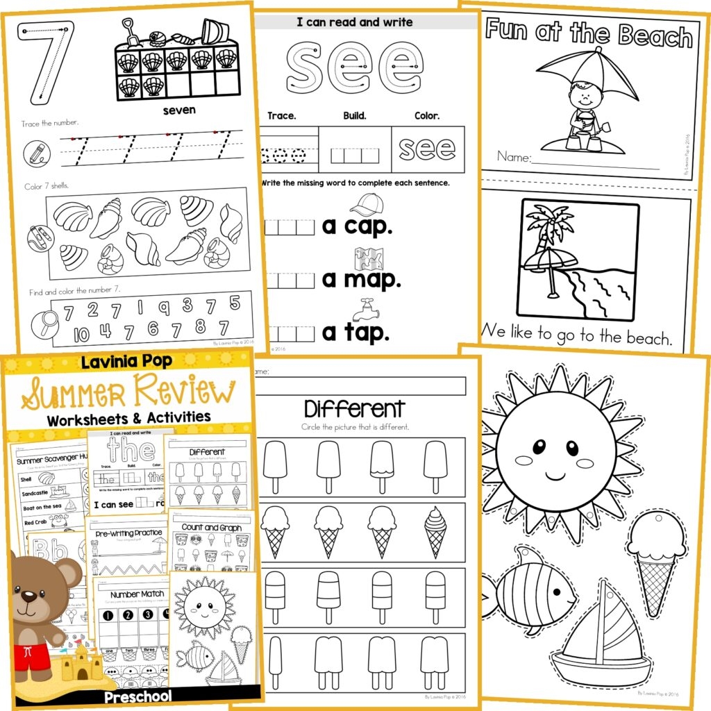 FREE Preschool Summer Review Worksheets And Activities No Prep In My World
