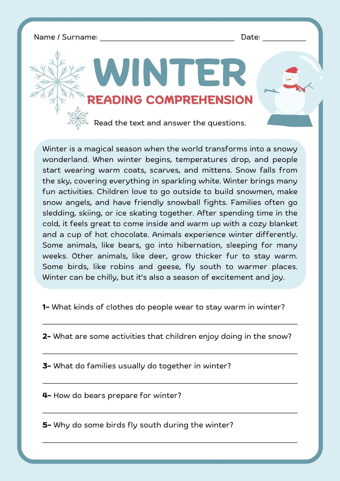 Free Printable Literacy Worksheets Year 4