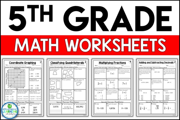 Free Printable 5th Grade Common Core Math Worksheets Appletastic 