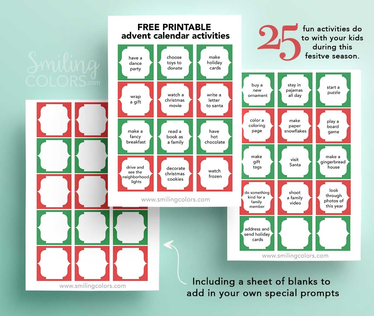 Free Printable Advent Calendar Activities Smiling Colors Free Printable Advent Calendar Activities Smiling Colors