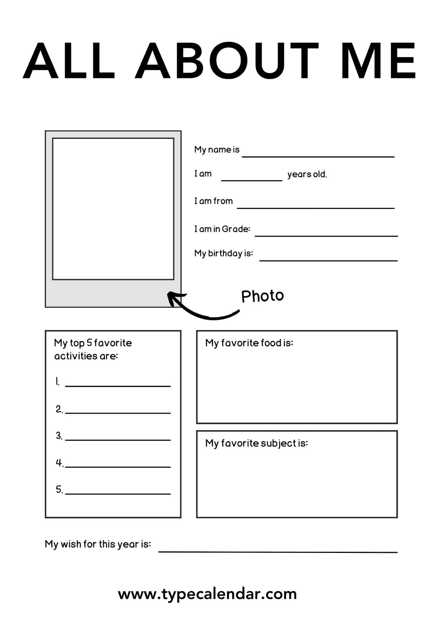 Free Printable All About Me Templates Word PDF Worksheet 
