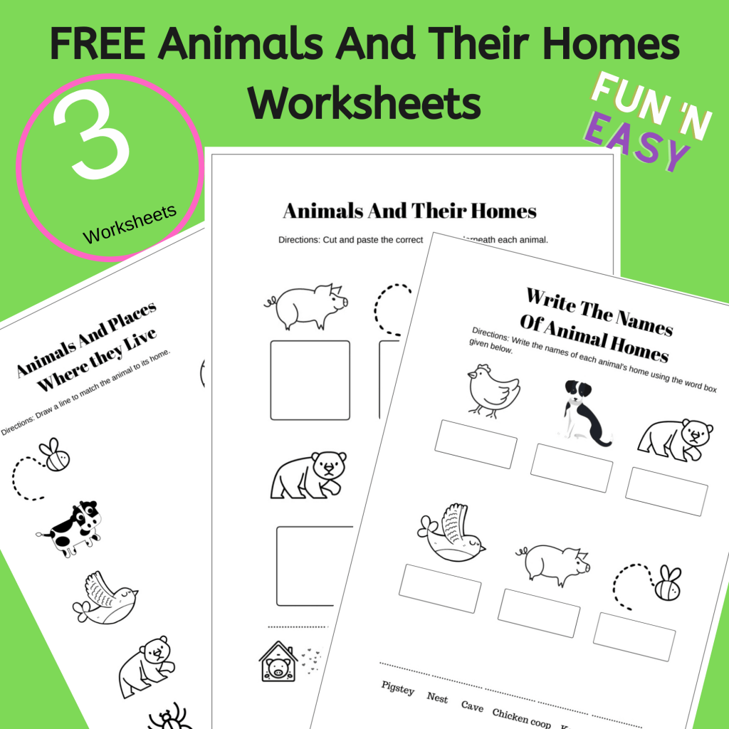 Animal Homes Worksheet Free Printable