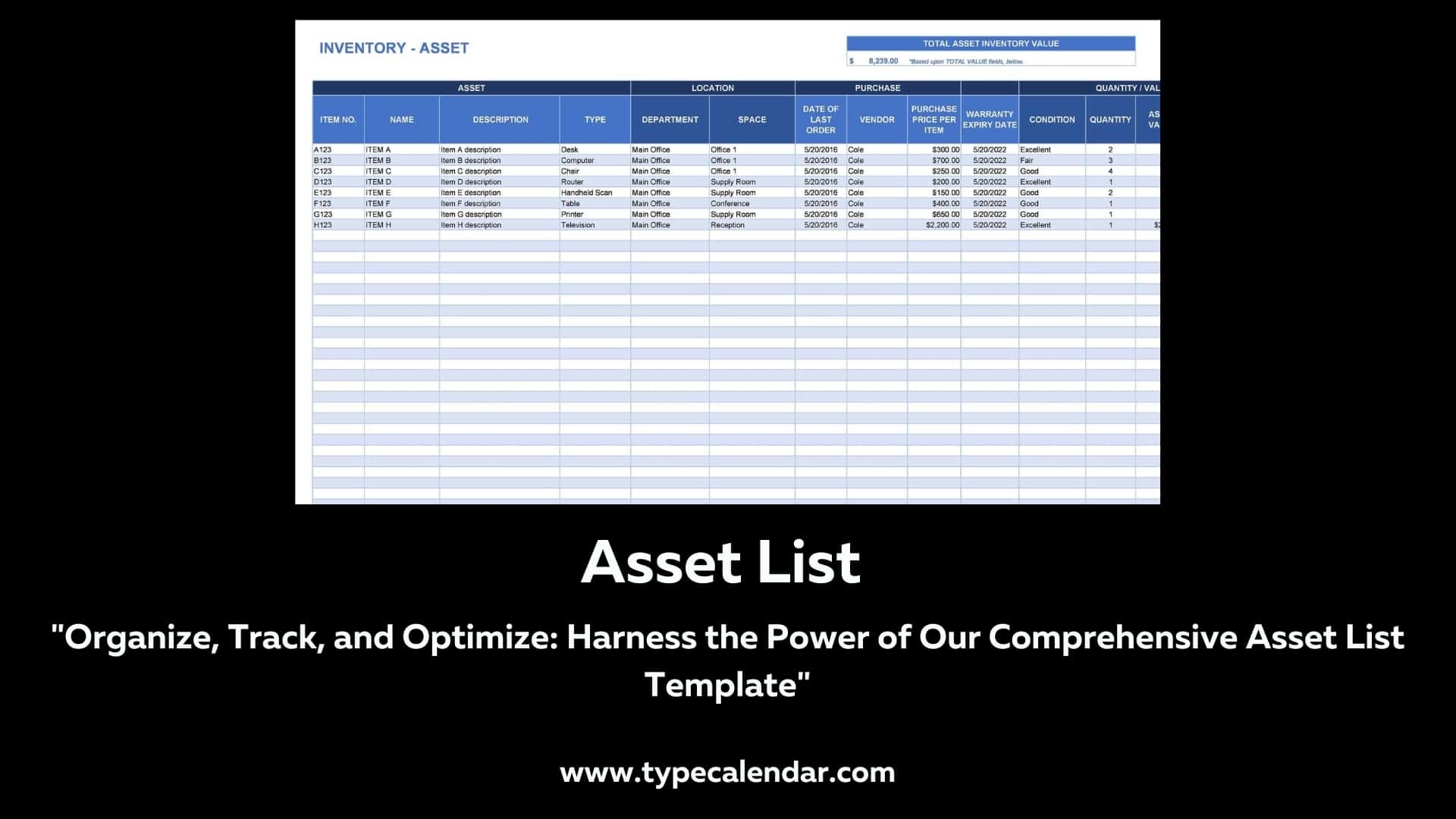 Free Printable Asset List Templates Excel PDF Word 