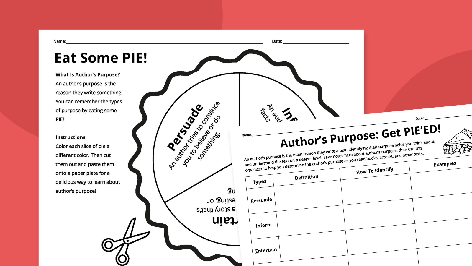 Free Printable Author s Purpose Worksheet Bundle 3 Activities 