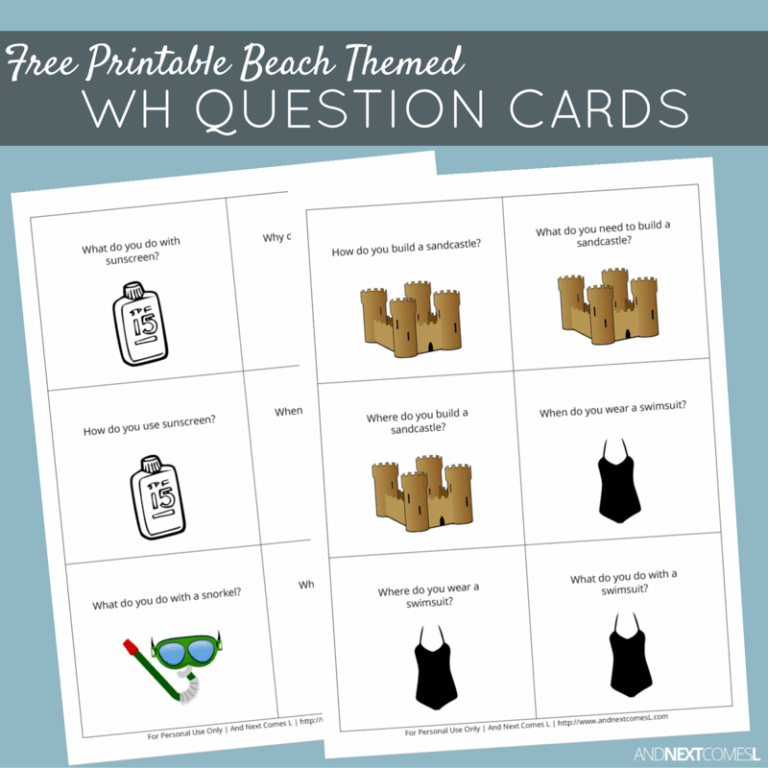 Free Printable Beach Themed WH Question Cards And Next Comes L 
