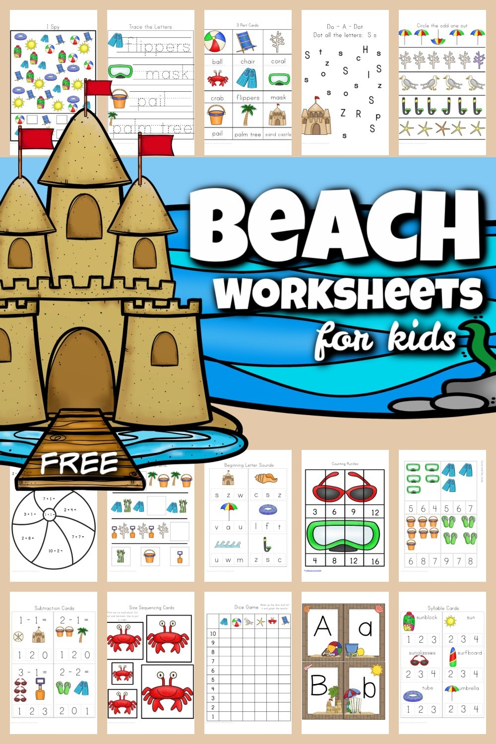 FREE Printable Beach Worksheets For Preschool K 1st  FREE Printable Beach Worksheets For Preschool K 1st