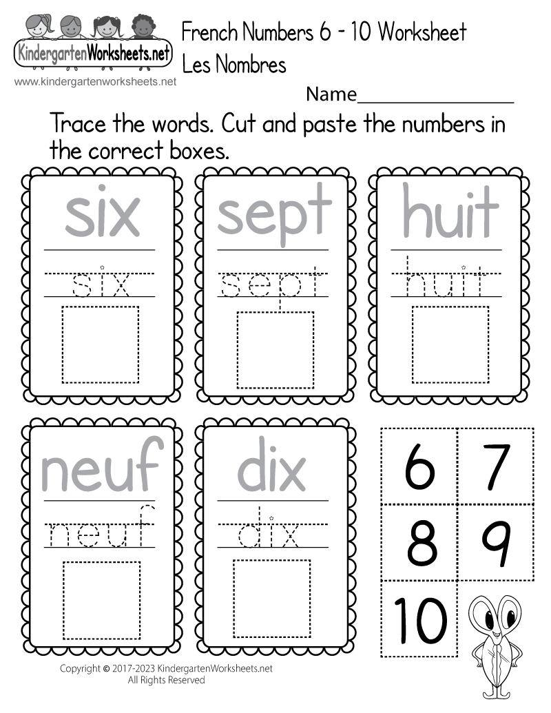 Free Printable Beginners French Worksheet