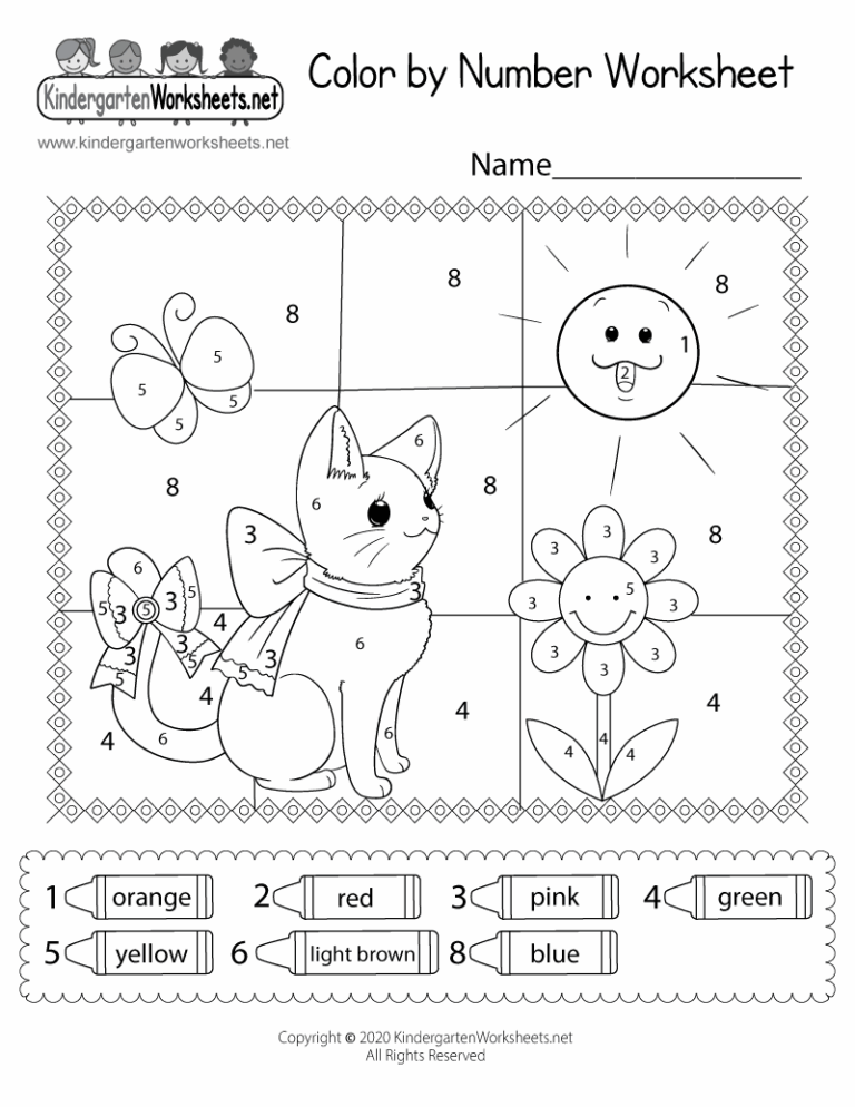 Free Printable Cat Color By Number Worksheet