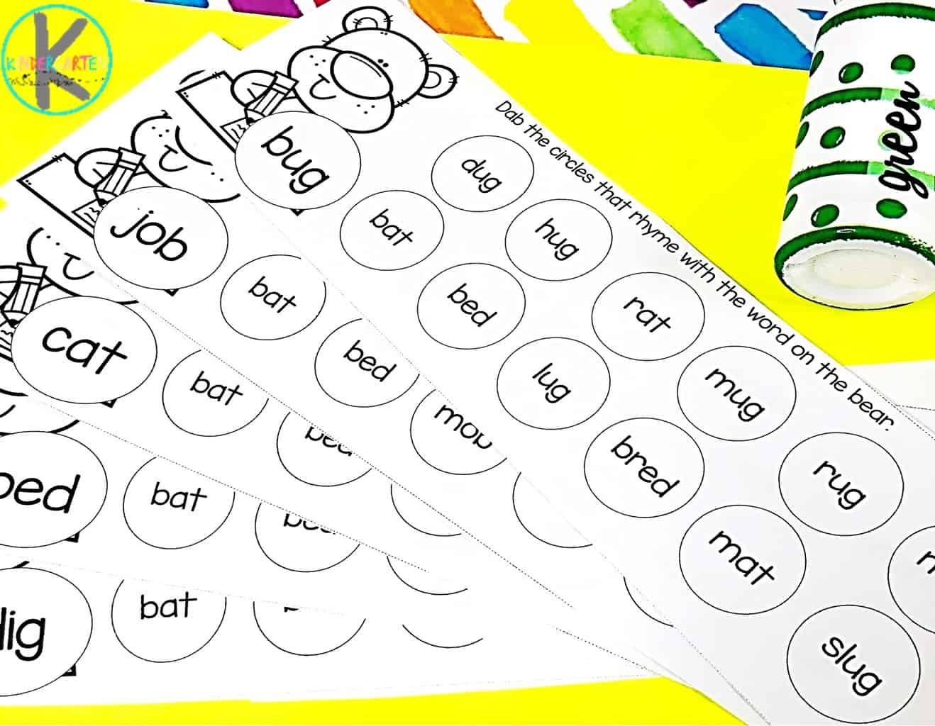 FREE Printable Dab a Dot CVC Words Maze Worksheets