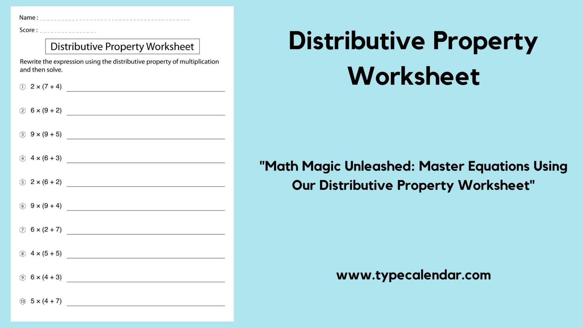 Distributive Property Free Worksheets Printable
