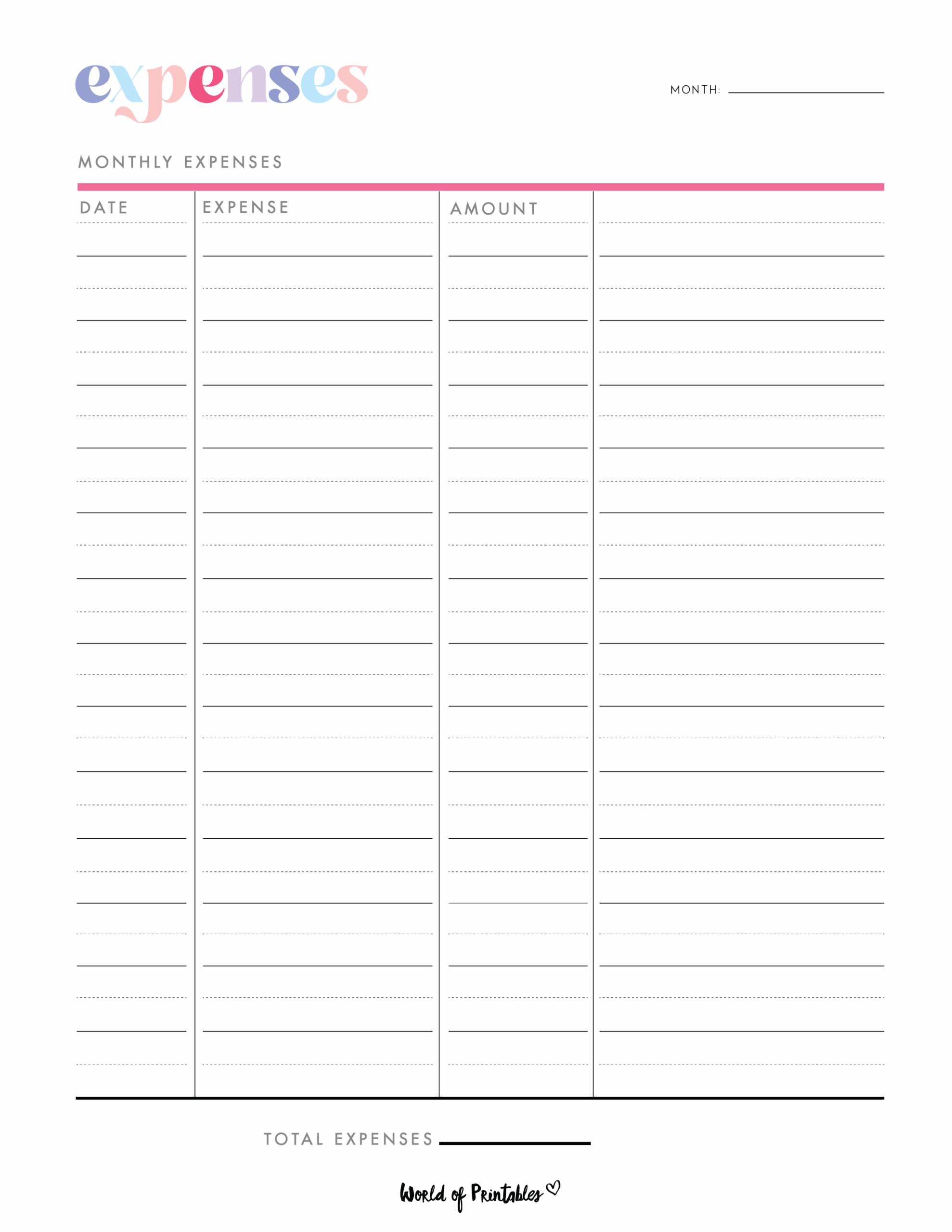 Free Printable Expense Tracker Templates In PDF PNG And JPG Worksheets Library