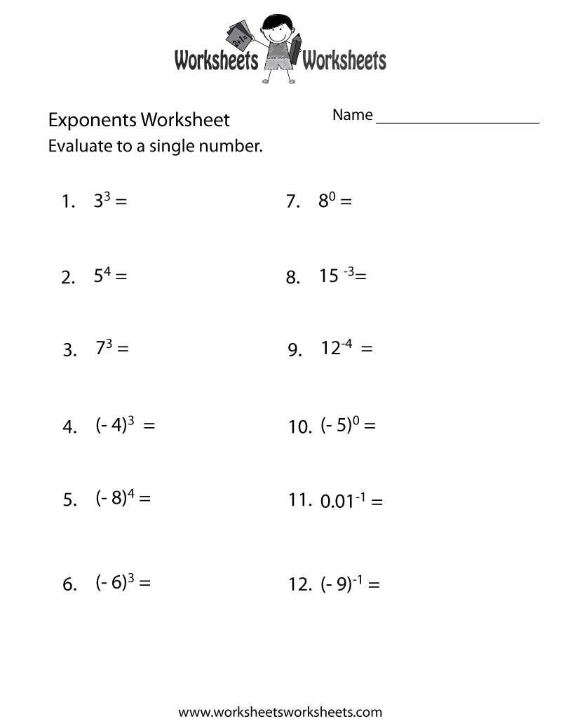 Free Printable Exponents Practice Worksheet Worksheets Library