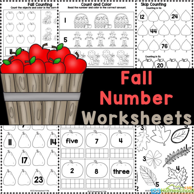 FREE Printable Fall Math Number Worksheets For Preschool U0026 Kindergarten