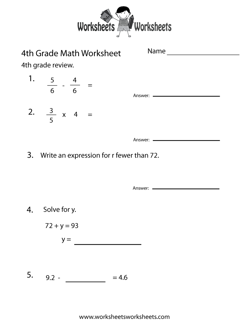 Free Printable Worksheets Year 4