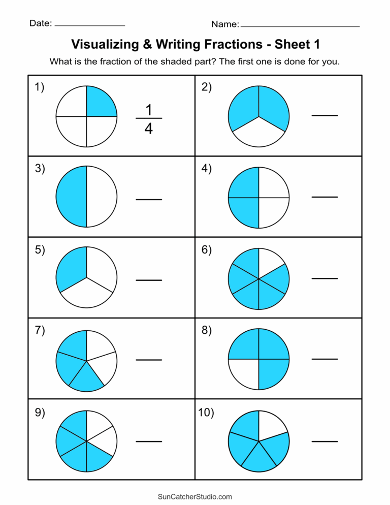 Free Printable Fractions Worksheets Comparing U0026 Identifying 