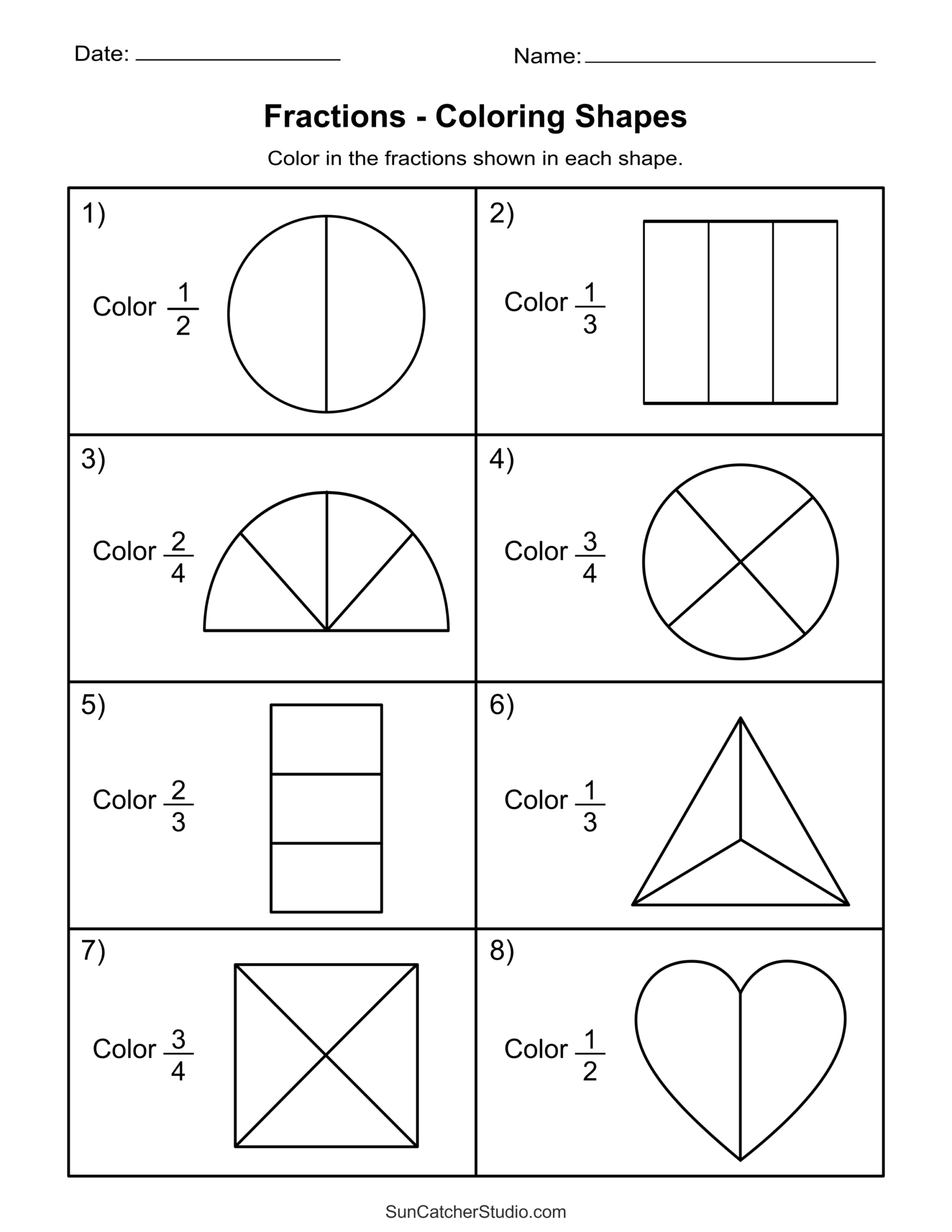 Free Printable Fraction Picture Worksheets
