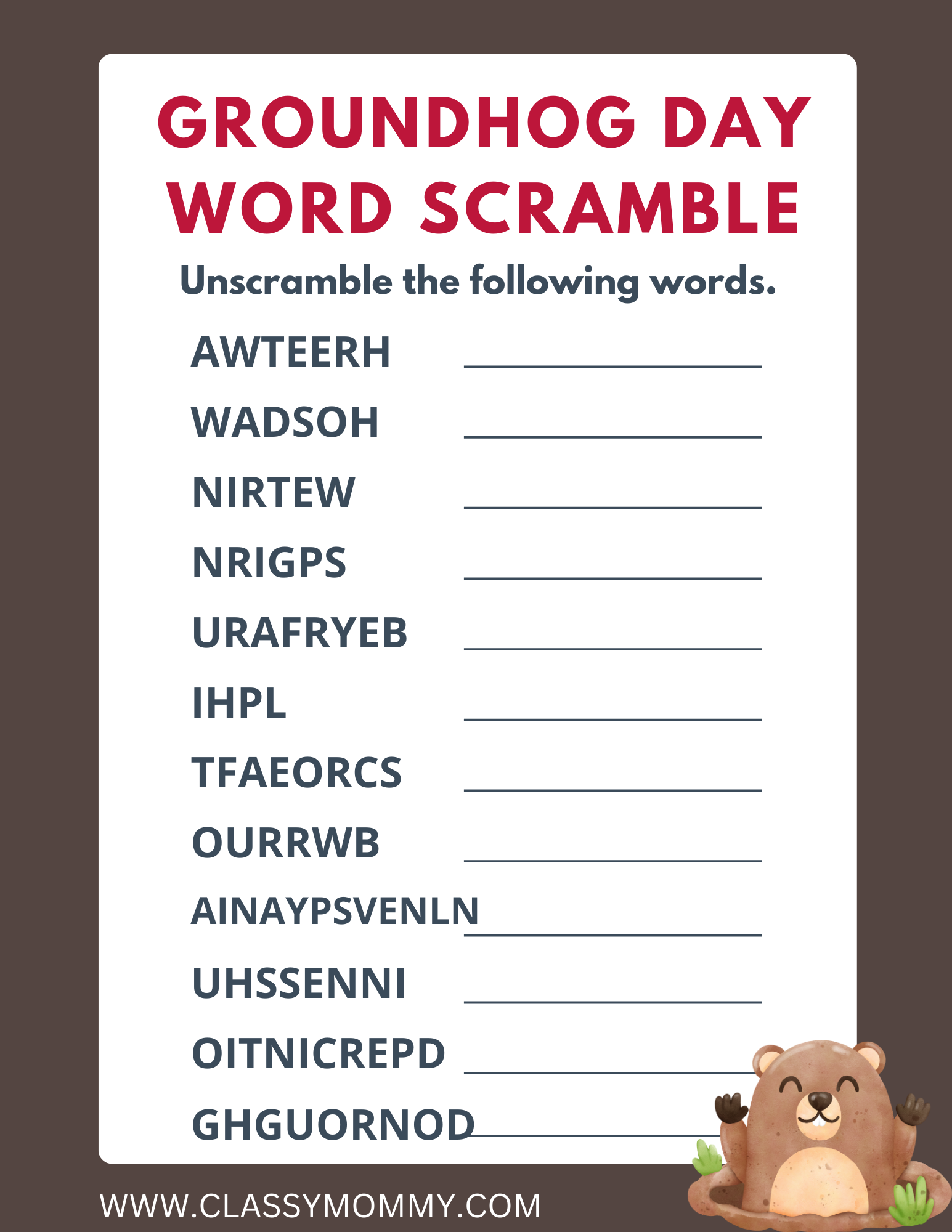 Free Printable Groundhog Worksheet Free Printable Groundhog Worksheet