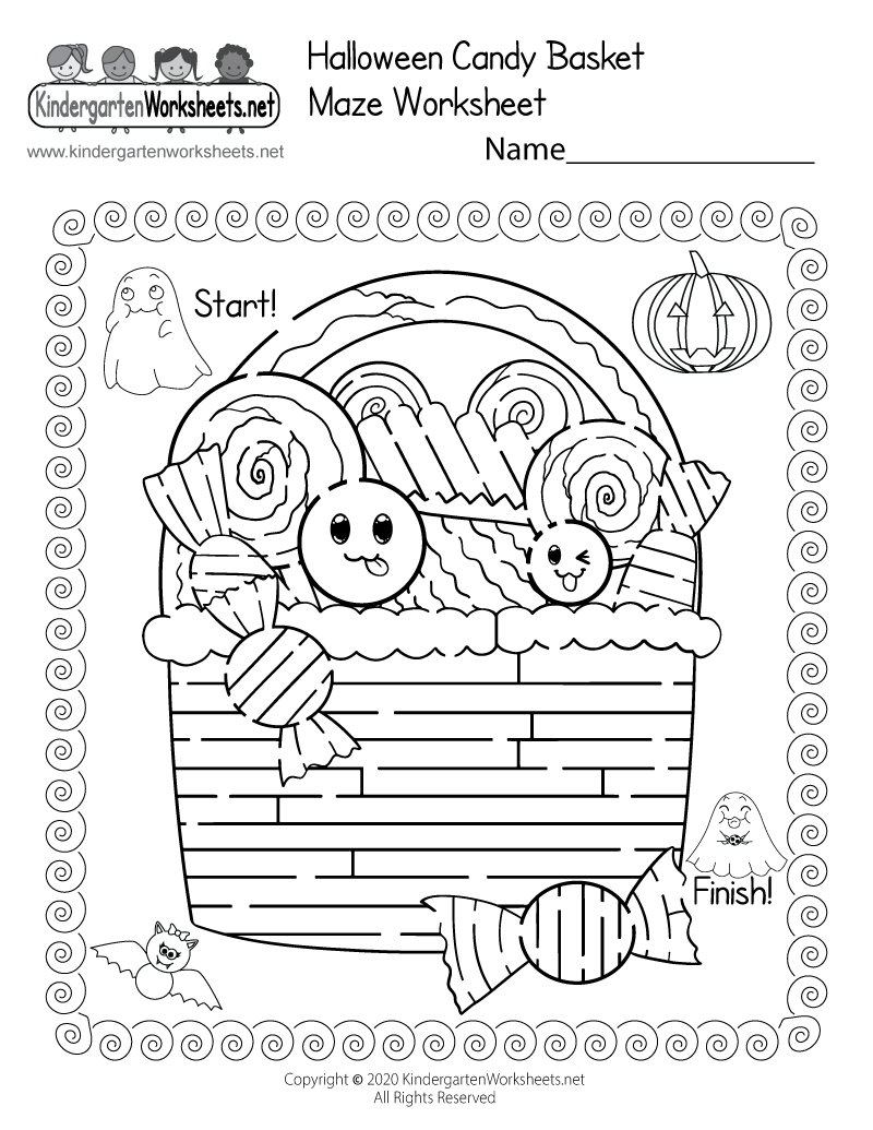 Free Printable Halloween Basket Maze Worksheet Free Printable Halloween Basket Maze Worksheet