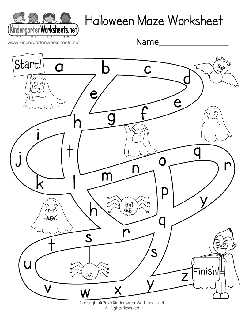 Free Printable Halloween Maze Worksheet