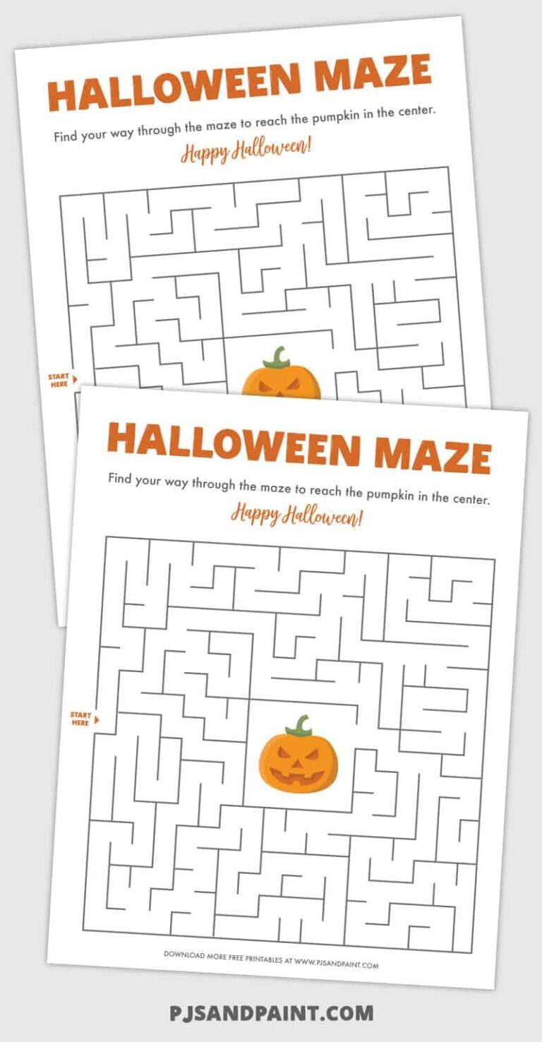 Free Printable Halloween Maze Worksheets For Kids Pjs And Paint