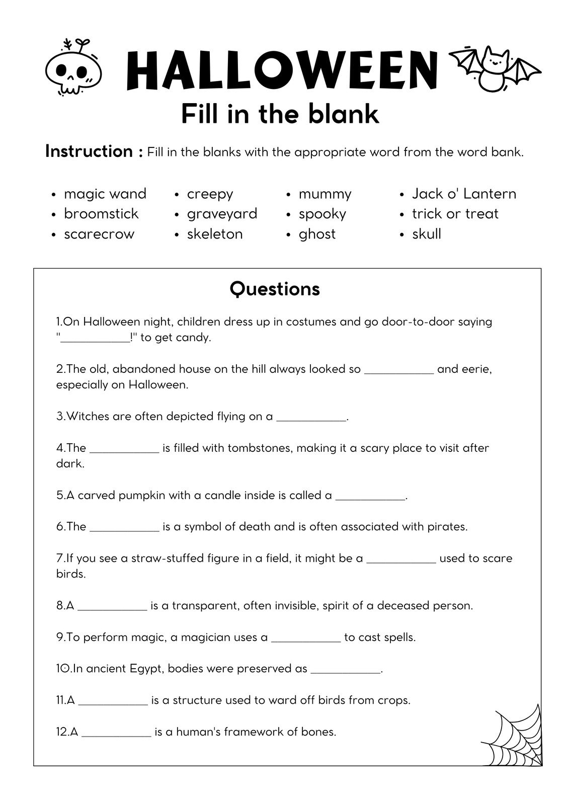 French Halloween Free Printable Worksheets French Halloween Free Printable Worksheets