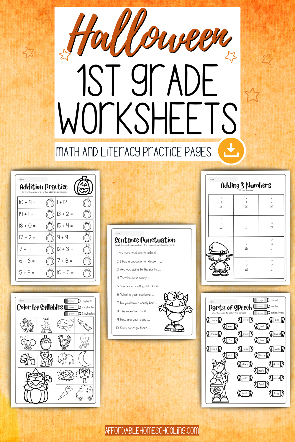 Free Printable Halloween Worksheets 1st Grade