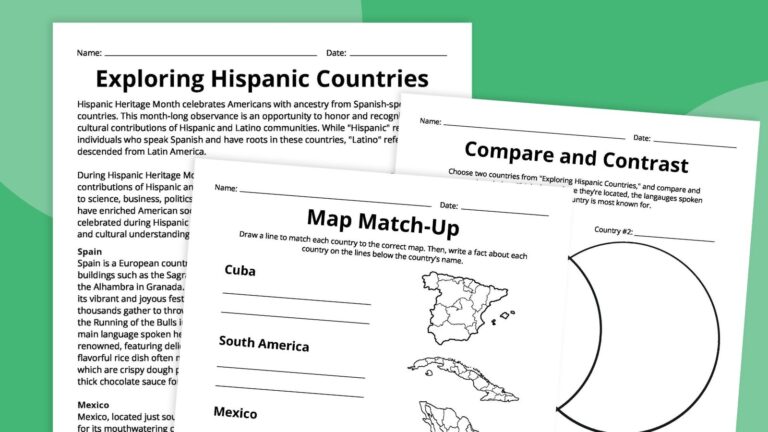 Free Printable Hispanic Heritage Month Worksheets