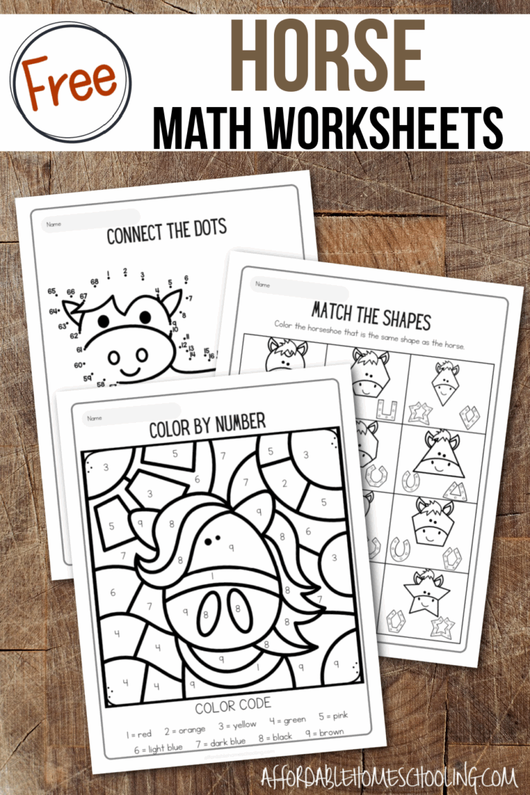 Free Printable Horse Math Worksheets For Preschool
