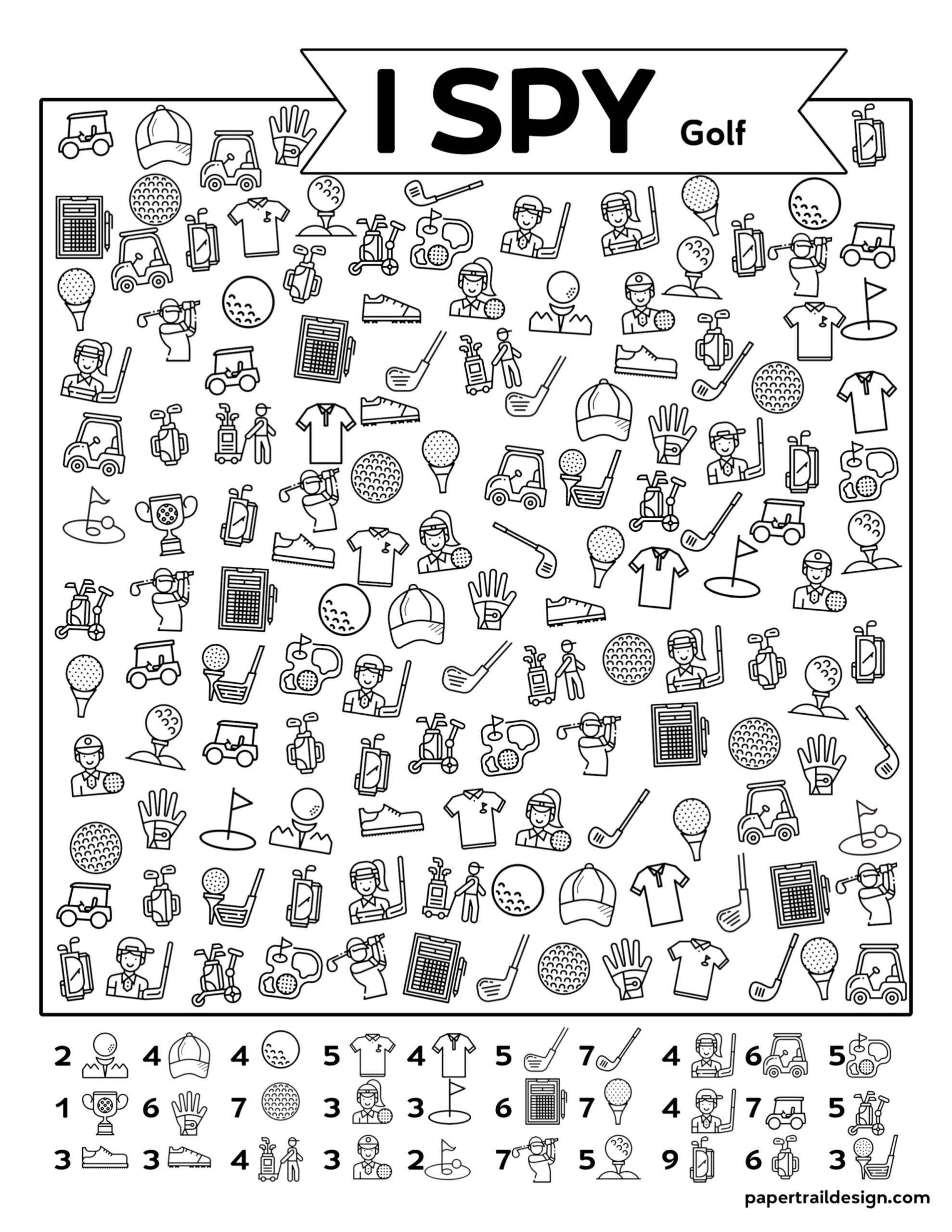 Free Printable I Spy Golf Activity Paper Trail Design
