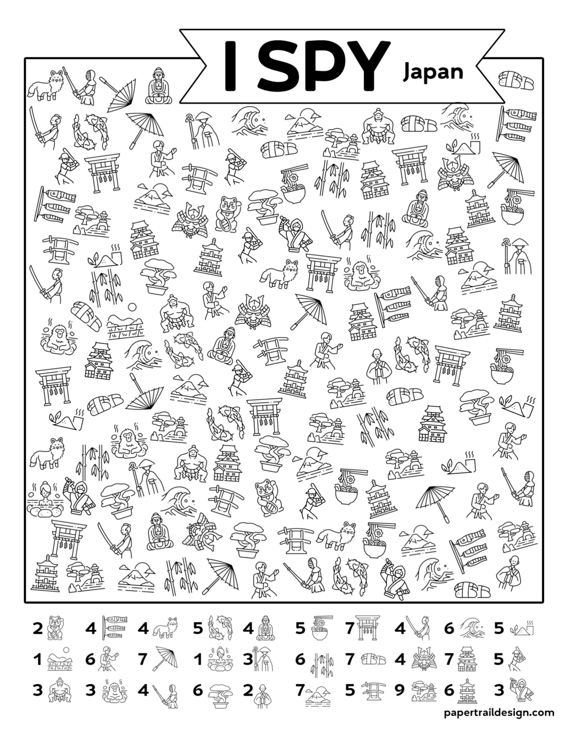 Free Printable I Spy Japan Activity Paper Trail Design Worksheets Library