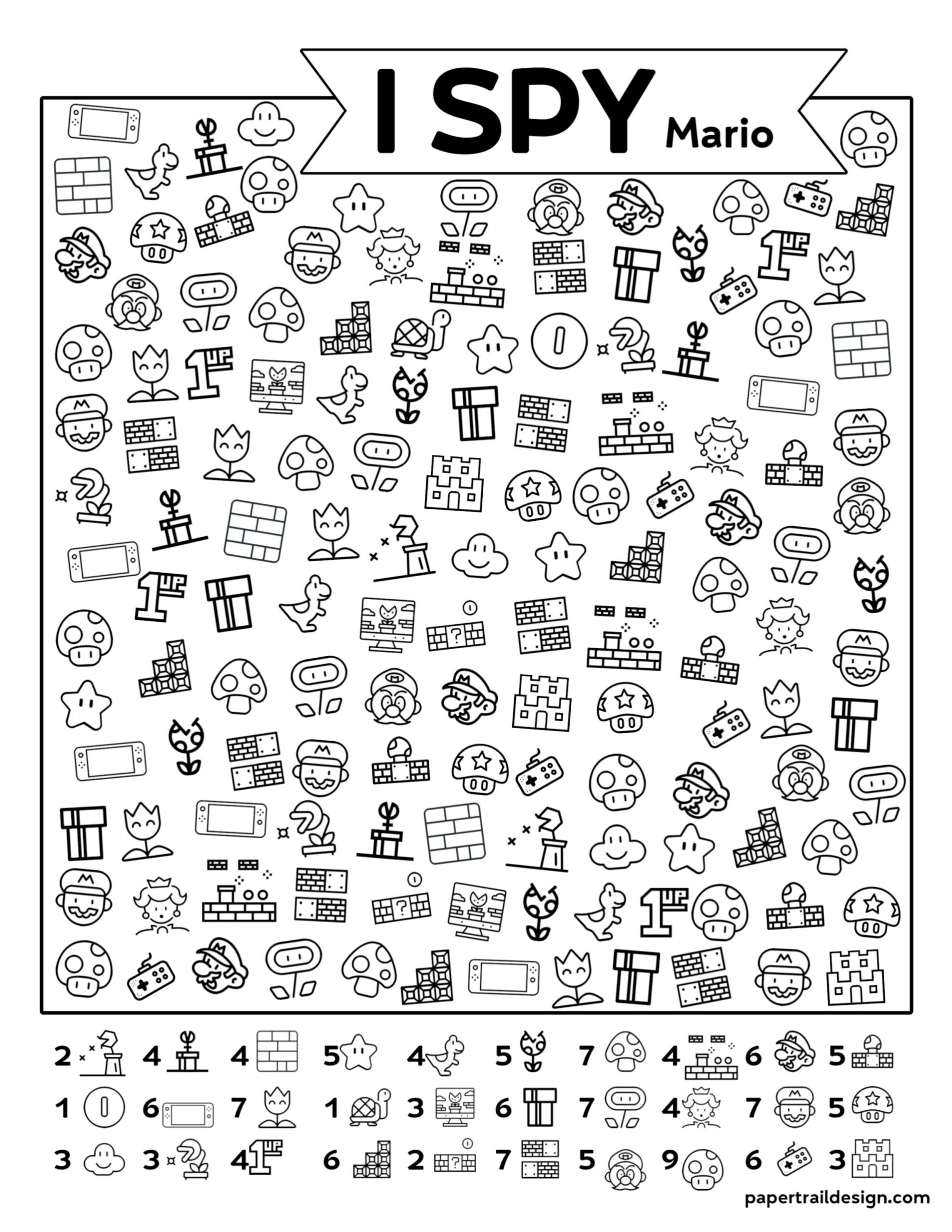 Free Printable I Spy Super Mario Activity Paper Trail Design Free Printable I Spy Super Mario Activity Paper Trail Design