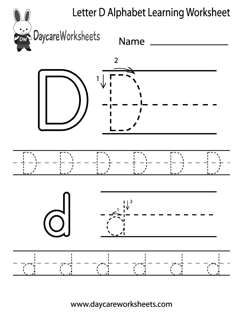 Free Printable Letter D Alphabet Learning Worksheet For Preschool Free Printable Letter D Alphabet Learning Worksheet For Preschool
