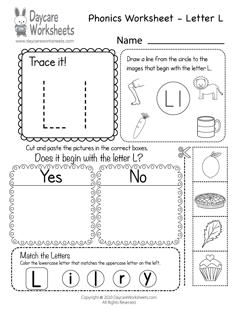 Free Printable Letter L Beginning Sounds Phonics Worksheet For Free Printable Letter L Beginning Sounds Phonics Worksheet For