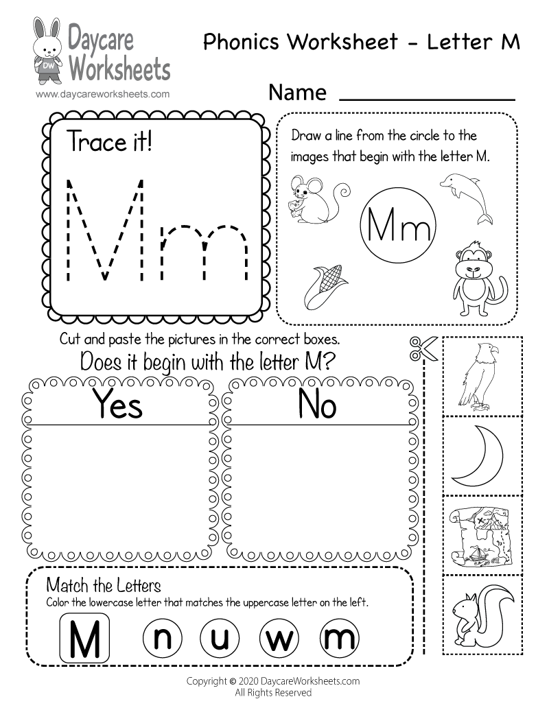 Free Printable Letter M Beginning Sounds Phonics Worksheet For Free Printable Letter M Beginning Sounds Phonics Worksheet For
