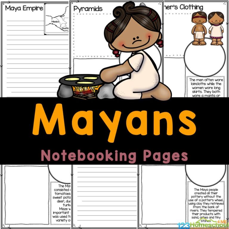 FREE Printable Mayan Empire Notebooking Worksheets